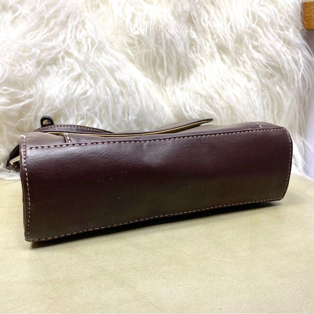 Vintage First Issue Liz Claiborne Vegan Brown Leather Compact Shoulder HandBag - Picture 9 of 16